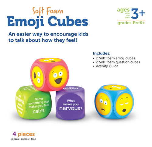 Juego De 4 Recursos De Aprendizaje Con Cubos De Emojis De Es