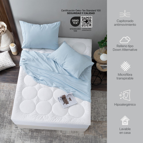 Protector Cubre Colchón Acolchado Queen Size Real Textil