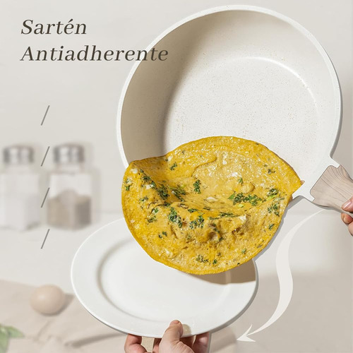 Sartenes Antiadherentes Blanco, Sartén De Chef De Piedra De