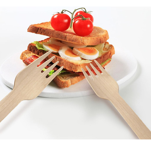 Y Tenedores Desechables Madera Cocina Fiestas Postres 100pzs
