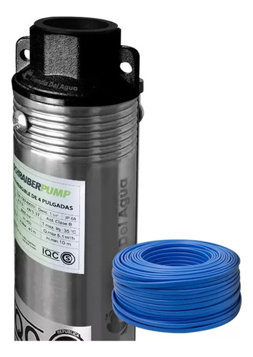 Bomba Sumergible Pozo 4 PuLG 1 Hp 55 Mt  6500 L/h + 20 Cable