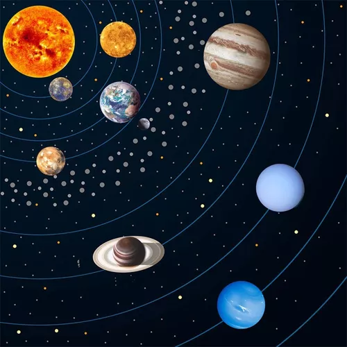 Sol Y Planetas Pegatina Pared Sistema Solar Brilla Oscuridad