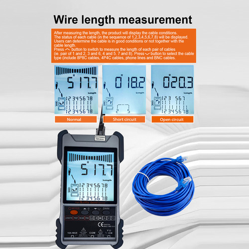 Probador De Cables De Red Portátil Et616 Con Prueba De Lcd Y