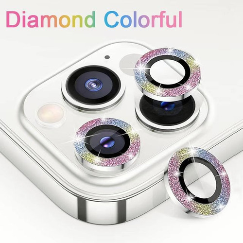 Mica Lente Cámara Glitter Diamantes Para iPhone Individual