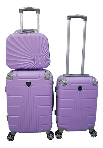 Juego 3 Maletas De Mano Avion 20 Y 18 Pulgadas 15 Y 10 Kgs Lila