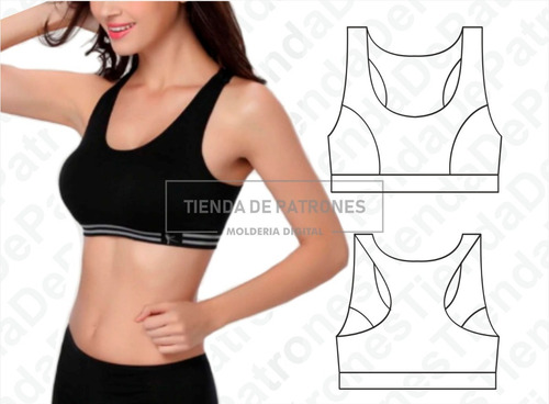 Molde Patron Imprimible Top Deportivo Mujer Talles Xs Al 2xl