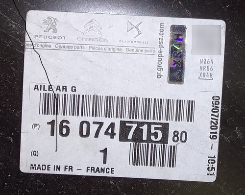 Guardabarro Trasero Peugeot 208 Izquierdo 13 - 20 Original