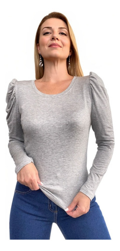 Remera Camiseta Basica Mujer Lisa Manga Larga Princesa