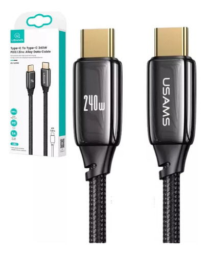 Cable USB-C tipo C Pd de 240 W, 48 V, 1,2 m para teléfono celular MacBook iPad, color negro