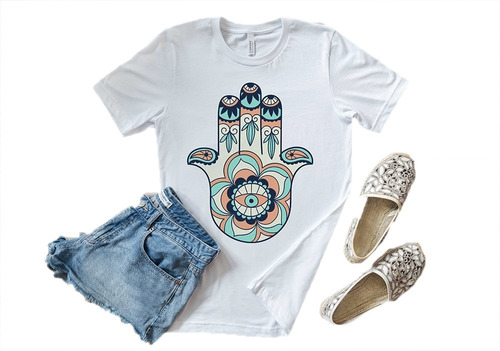 Remera Dama Mujer Moda Fantasy Boho Hippie Mano Hamsa #30