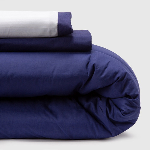 Plumón Bicolor Azul Celeste 1.5 Plazas - Combo 12