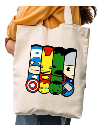 Tote Bag Superheroes Bolso Estampado Comics Algodon Varios 