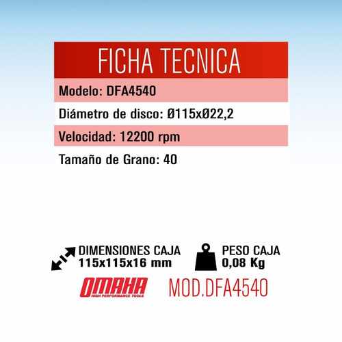 Imagen 2 de 7 de Disco Flap 115 Mm Oxido De Aluminio Grano 40 Pack X 10 Omaha