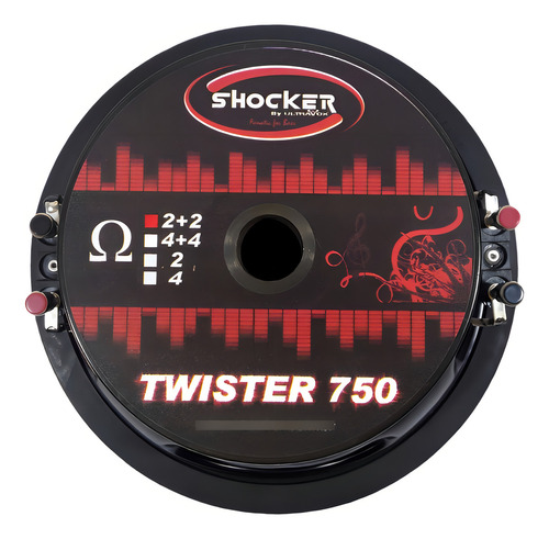 Subwoofer Shocker 8 Polegadas 750 Twister Sub Bobina Dupla Cor Vermelho
