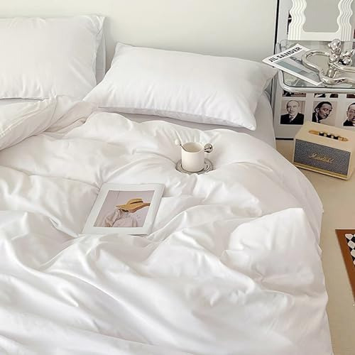 Cottonight Edredón Blanco Set King Blanco Ropa De Cama Edred