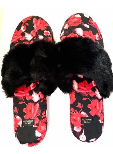 Pantuflas Victorias Secret Floreadas En Rojo Talle M (7-8)