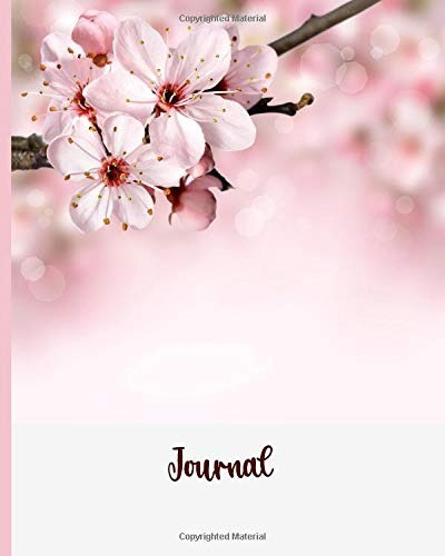 Journal Blank Lined Notebook 8x10 Cherry Blossoms Pink