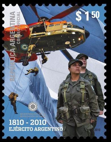 2010 - 200 Años Ejército Argentino.  Gj 3803. Mint