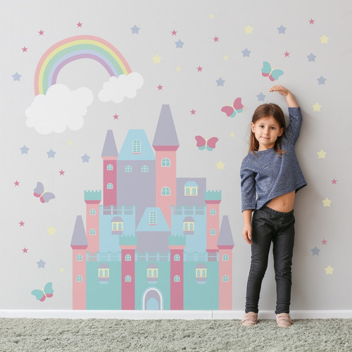 Imagem 4 de 5 de Adesivo De Parede Castelo Encantado Quarto Infantil Menina