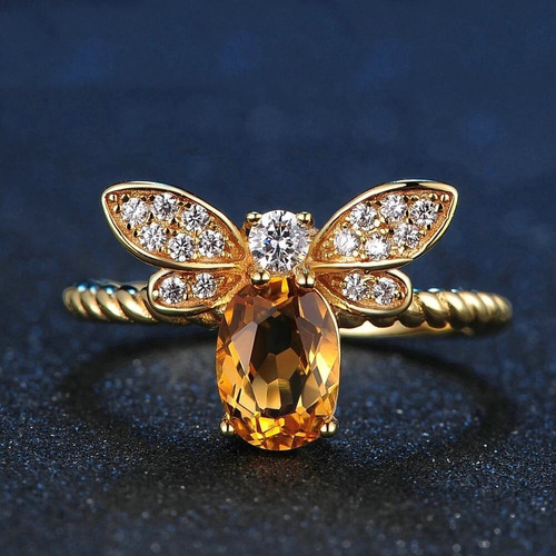 Anillo Oro 18k Plata Y Citrino Amarillo !!!!!!!!