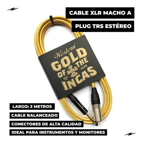 Imagen 3 de 3 de Cable Microfono Xlr Macho A Plug 6.5 Estereo 2m Balanceado
