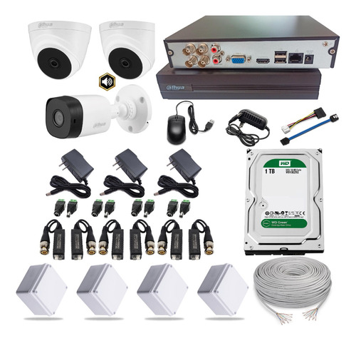 Kit Cámaras De Seguridad Cctv 4ch Dahua 1080p + 3 Audio D 1t