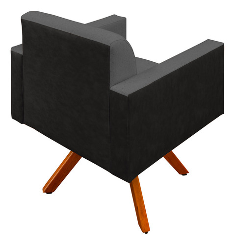 Poltrona Decorativa Giratória Helô Linho Chumbo Corano Preto