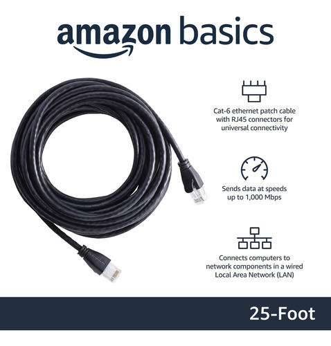 Cable De Conexión Ethernet Amazon Basics Rj45 Cat 6 De 25 Pi