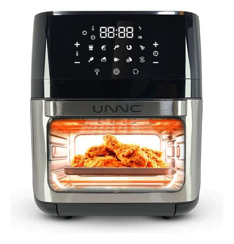 Freidora De Aire Sin Aceite Horno Panel Digital 12 L Unnic Color Negro