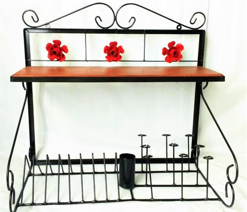 Imagem 5 de 6 de Escorredor De Panelas Rústico Ferro Parede 60cm Promoção