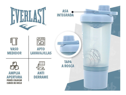 Vaso Batidor Shaker Everlast Mezclador Suplementos Filtro