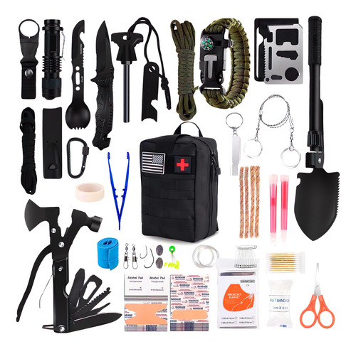 Kit De Supervivencia 142 Piezas Equipo Táctico Camping Y Ave