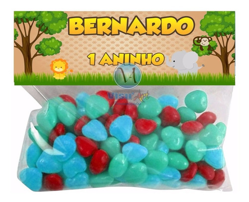 Pacotinhos Personalizados Balas Jujubas 50unid Safari Fazend