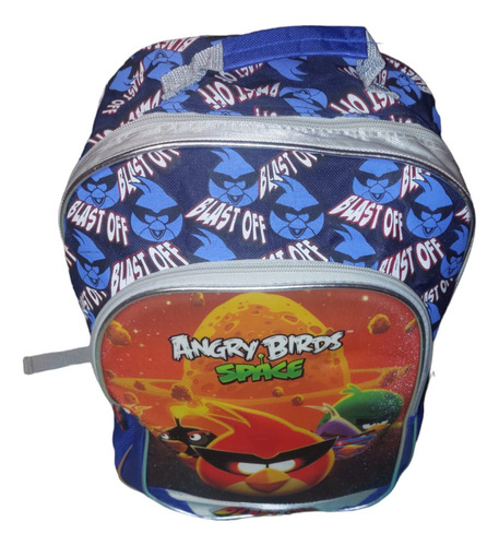 Mochila Angry Birds Con Ruedas Led Primaria Urbania Color Azul Diseño De La Tela Lisa