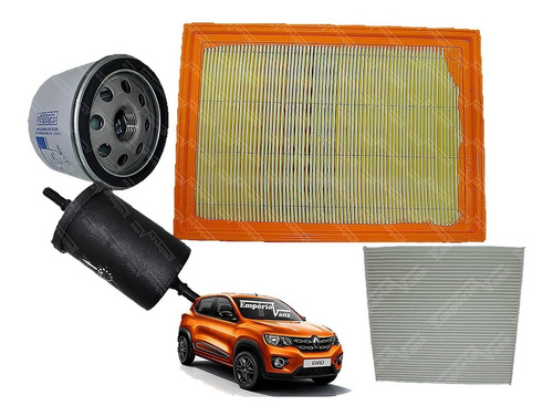 Kit Filtros Renault Kwid Ar Oleo  Combustivel E Cabine