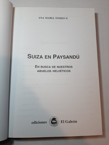 Antiguo Libro Suiza En Paysandú Tomeo F Galeón 2004 Ro 1733