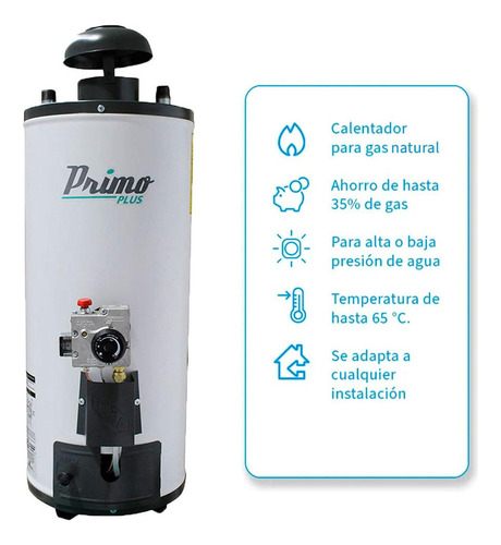 Calentador De Paso, Primo Plus, 8 L. Gas Natural