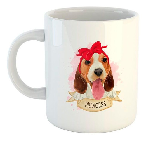 Taza De Ceramica Perro Beagle Moño Princess