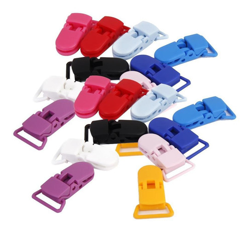 Broches Para Chup?n De Beb?, Pl?stico De Colores, 20 Uds.