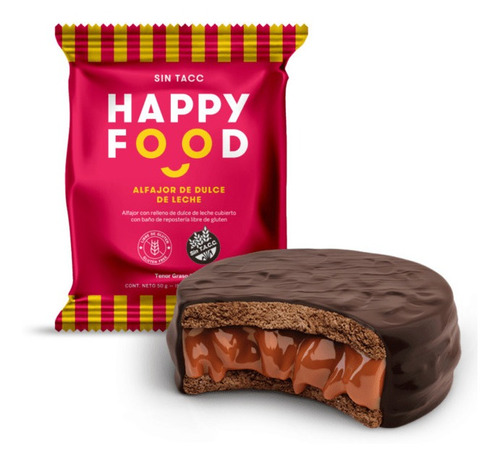 Happy Food Alfajor Negro Dulce De Leche X 12 Unidades