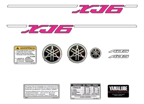 Kit Adesivo Compatível Com Yamaha Xj6 Xj6n 2011 Rosa Xj6pc01