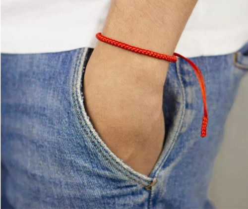 Pulsera Tibetana Roja, Hecha A Mano, (proteccion) Diámetro 18 Cm Largo 18