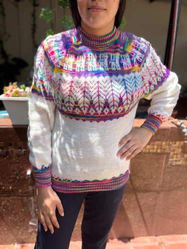 Sueter Pulover De Lana De Alpaca Clásico Hojitas