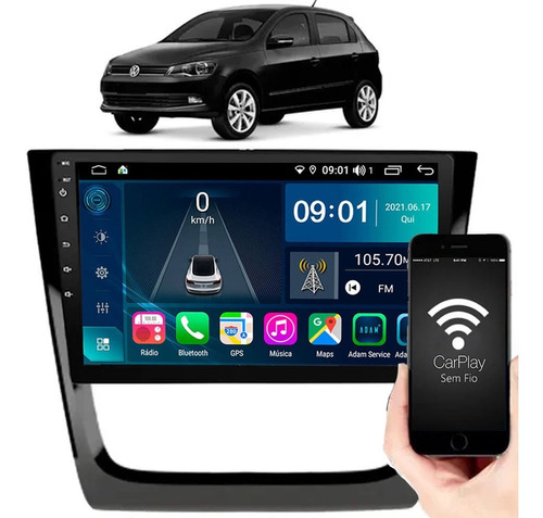 Central Multimídia Aikon Core Gol G5 9 Pol Carplay + Moldura