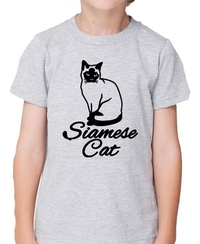 Remera De Niño Gato Siames Silueta Vector