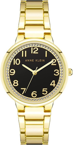 Reloj Mujer Anne Klein Cristal Mineral 33 Mm Ak/3778bkgb