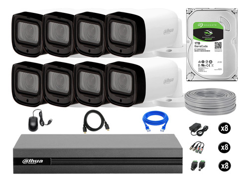 Cámaras Seguridad Dahua Exterior Kit 8 Varifocal 1080p 1tb