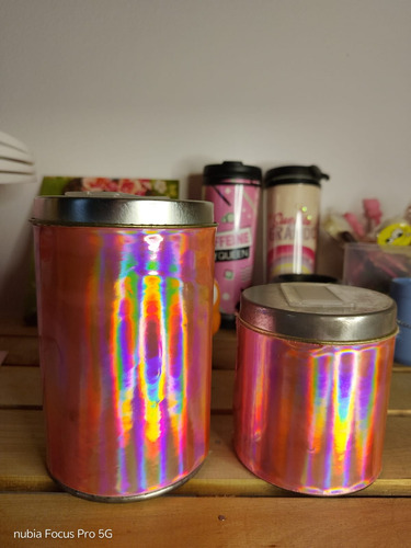 Kit Mate Yerbero Azucarero Set Latas Yerba Y Azucar Outlet Metalizado Rosa Outlet