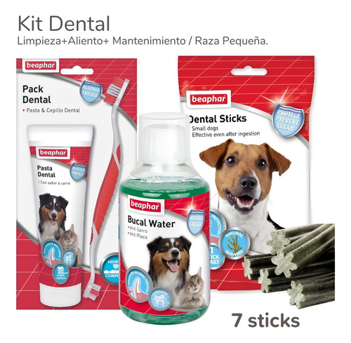Kit Beaphar Línea Dental P/perro Pasta + Enjuague + Premios Sabor Hígado