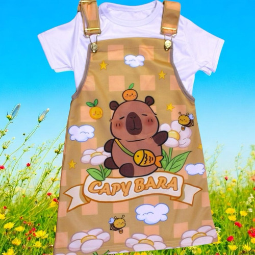 Jumper Para Niña De Capybara Capibara Capi Vestido Y Blusa Cafe Ch(4)